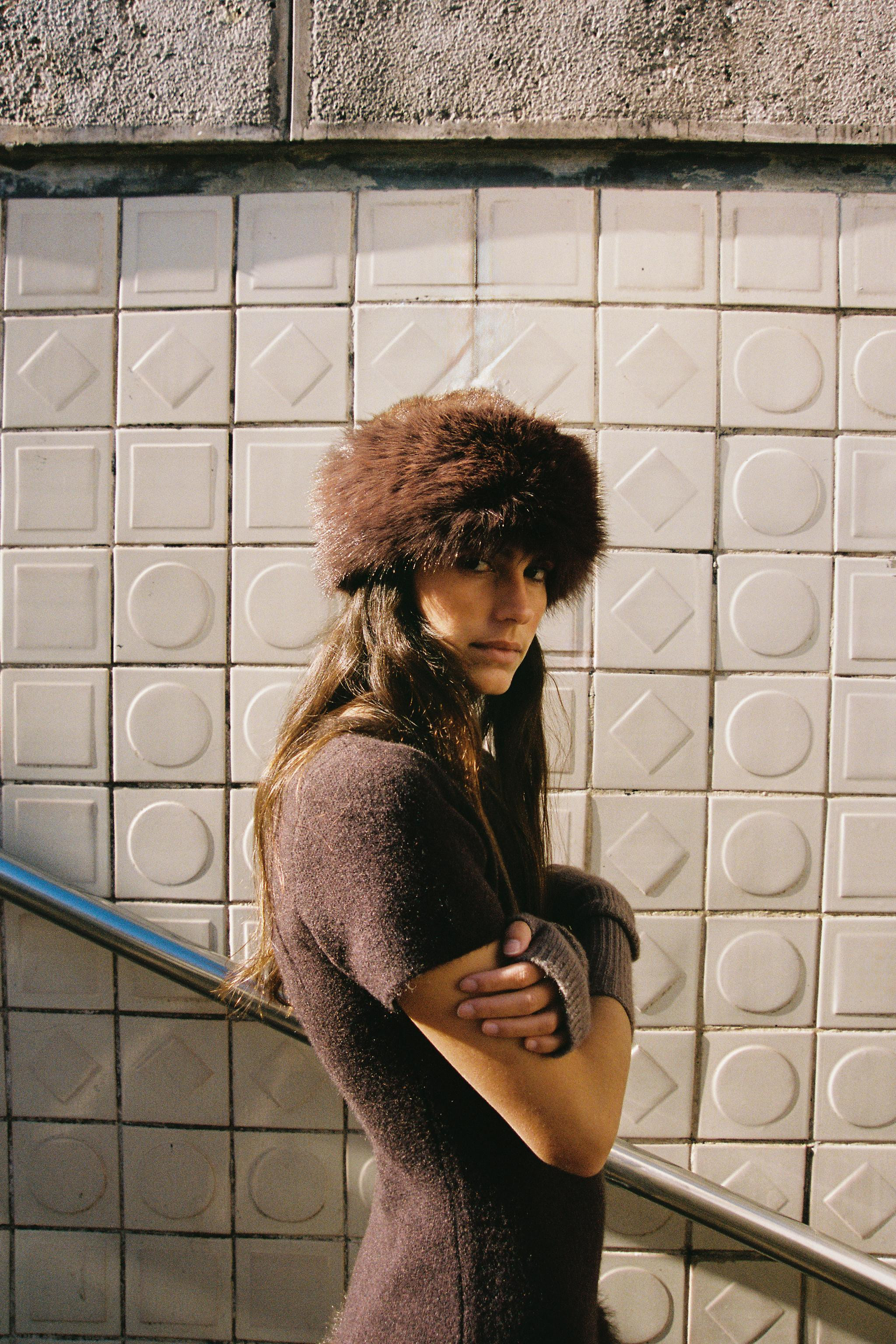 FAUX FUR KNIT DRESS | Zara US