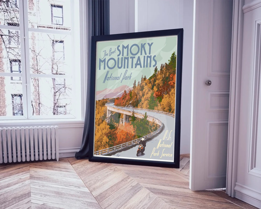 Great Smoky Mountains National Park Poster, Vintage Smokey Mountains Travel Print, Vintage Style ... | Etsy (US)