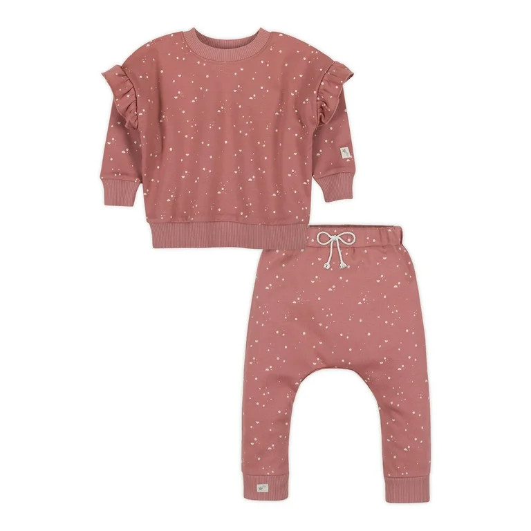 Little Star Organci Baby Girls 2Pc Sweatshirt & Jogger Set, Size Newborn-24 Months | Walmart (US)
