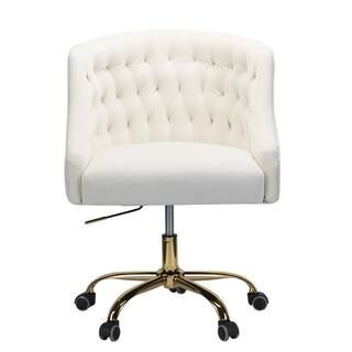 JAYDEN CREATION Lydia 24.5 in. Width Big and Tall Ivory Fabric Task Chair with Adjustable Height-... | The Home Depot