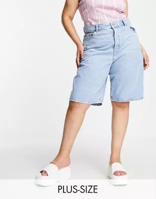 Dr Denim Plus Bella bermuda denim shorts in light wash | ASOS (Global)