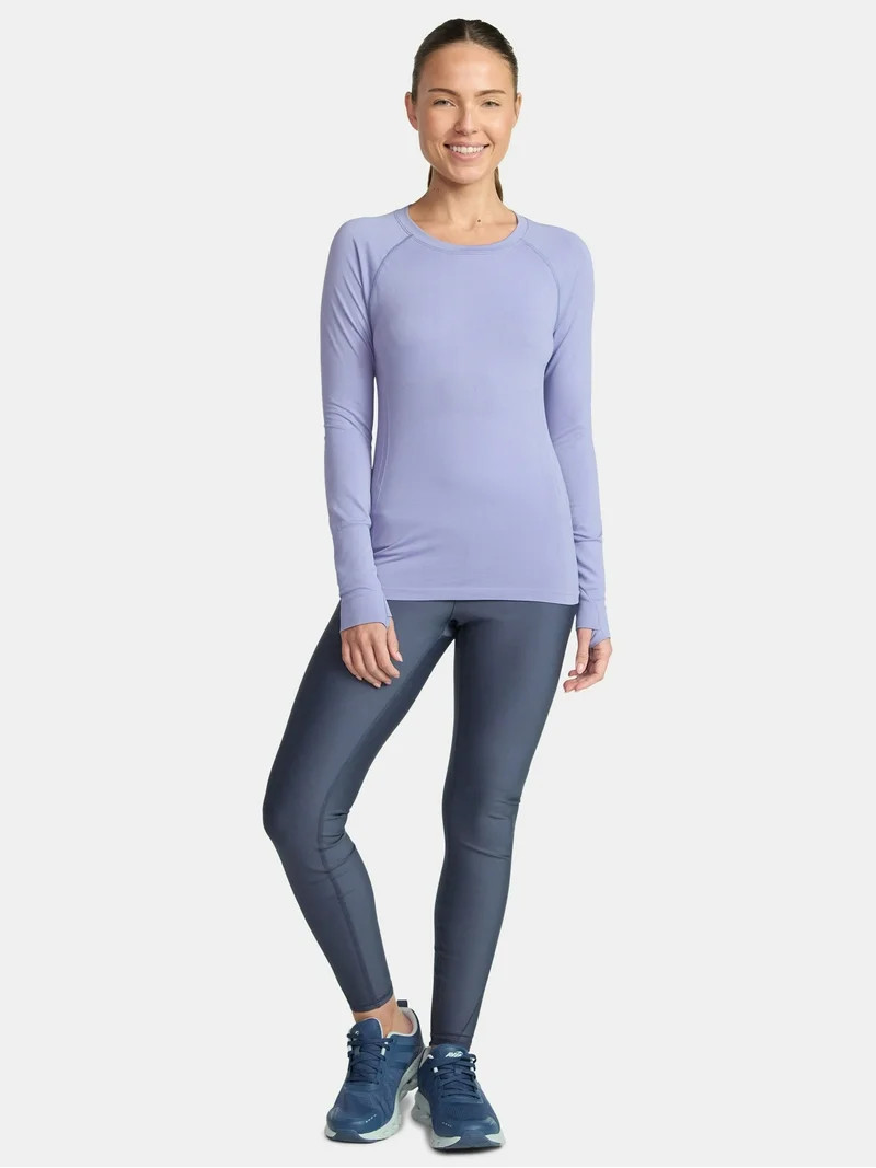 Avia Women's Seamless Tee with Long Sleeves, Sizes XS-XXXL - Walmart.com | Walmart (US)