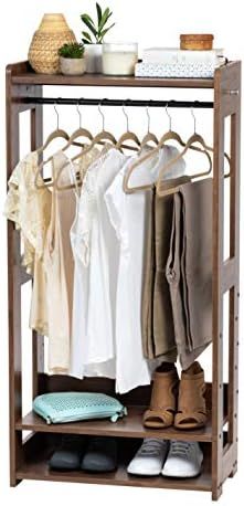 IRIS USA Small Open Wood Clothing Rack for Small Spaces, Clothes Rack with Shelves, Garment rack ... | Amazon (US)