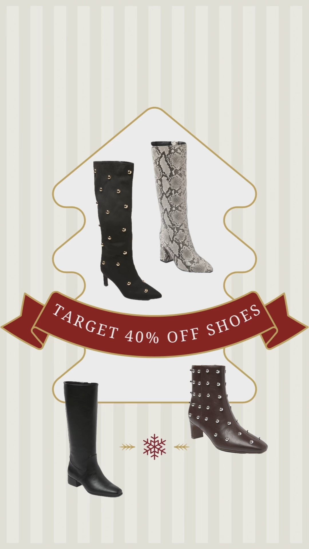 Target 40% off shoes! These would make great gift ideas 🎁

Target shoes, target boots, studded boots, trendy boots on sale, winter boots, gifts for her

#LTKGiftGuide #LTKSaleAlert #LTKSeasonal