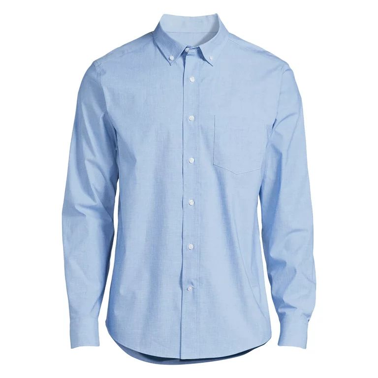 George Men's and Big Men's Long Sleeve Stretch Poplin Shirt - Walmart.com | Walmart (US)