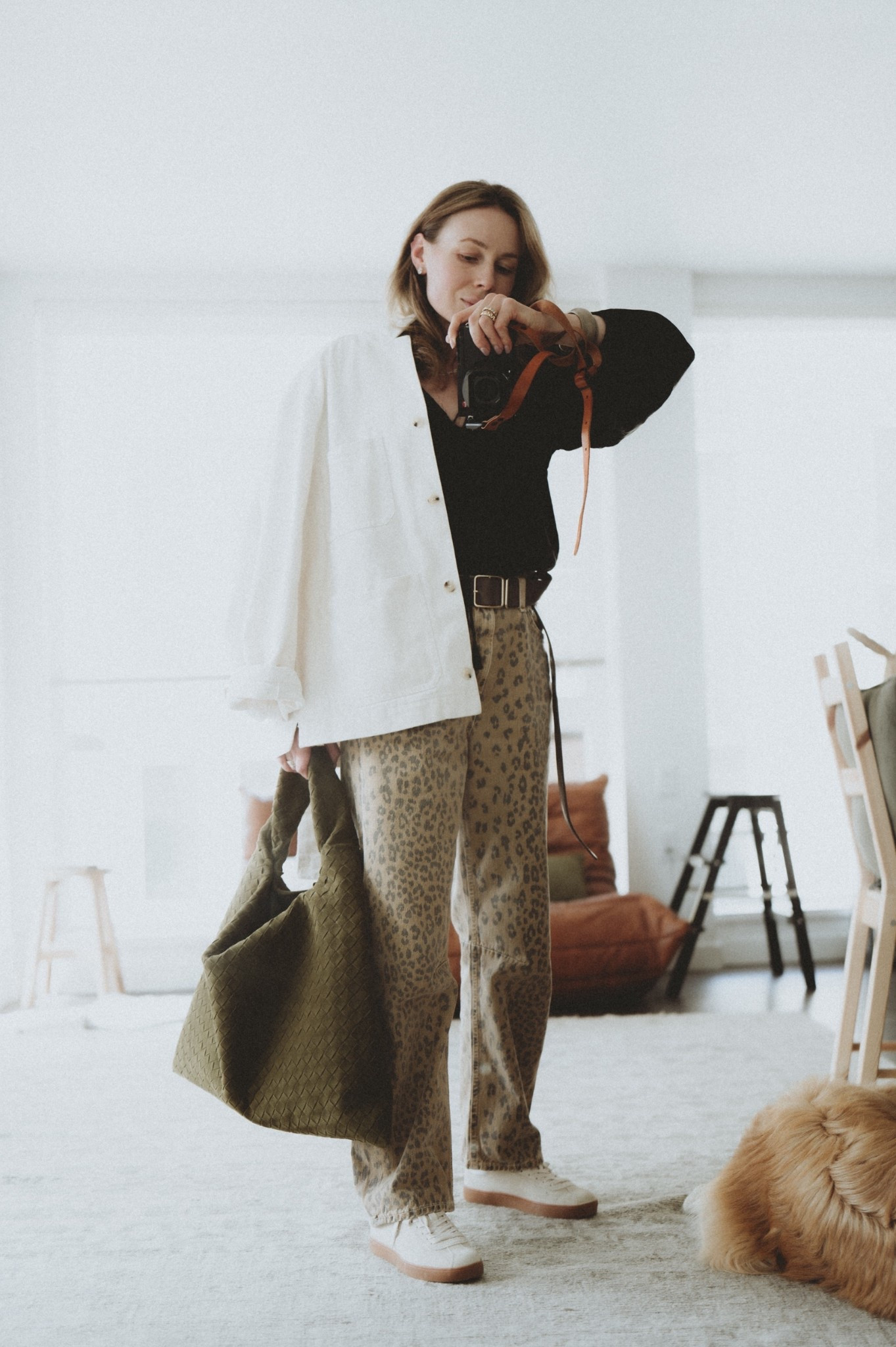 Cool summer: Faded cheetah 🐆 print jeans + black boho blouse + off white utility jacket + intrecciato bag + minimalist sneakers. 

#LTKSummerEdit 

#LTKWorkwear #LTKSeasonal #LTKStyleTip