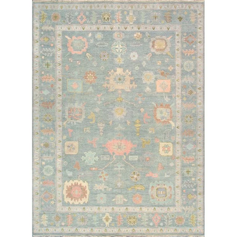 Pasargad Home Oushak Collection Hand-Knotted Light Blue Wool Area Rug- 8'11" X 12' 1" | Walmart (US)