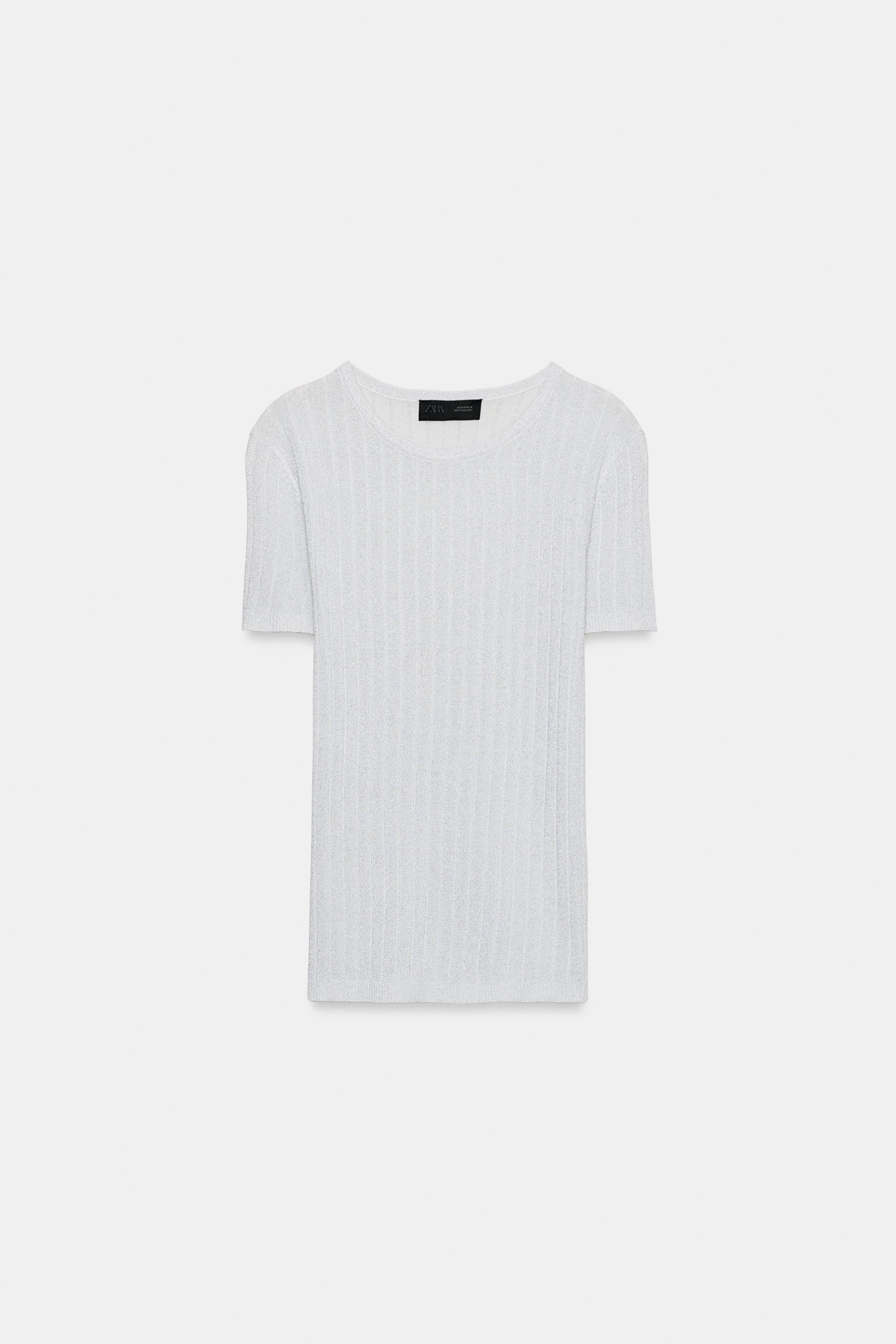 METALLIC THREAD RIB KNIT TOP | Zara US