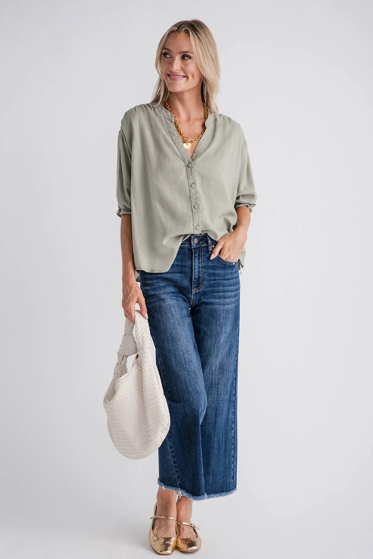 Risen Button Front Linen Shirt | Social Threads