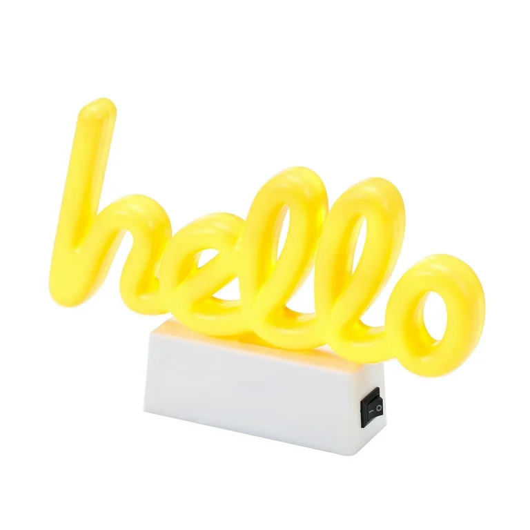 Lockermate by Bostitch Neon Hello Locker Light Sign, Yellow, Novelty Home Decor Style | Walmart (US)