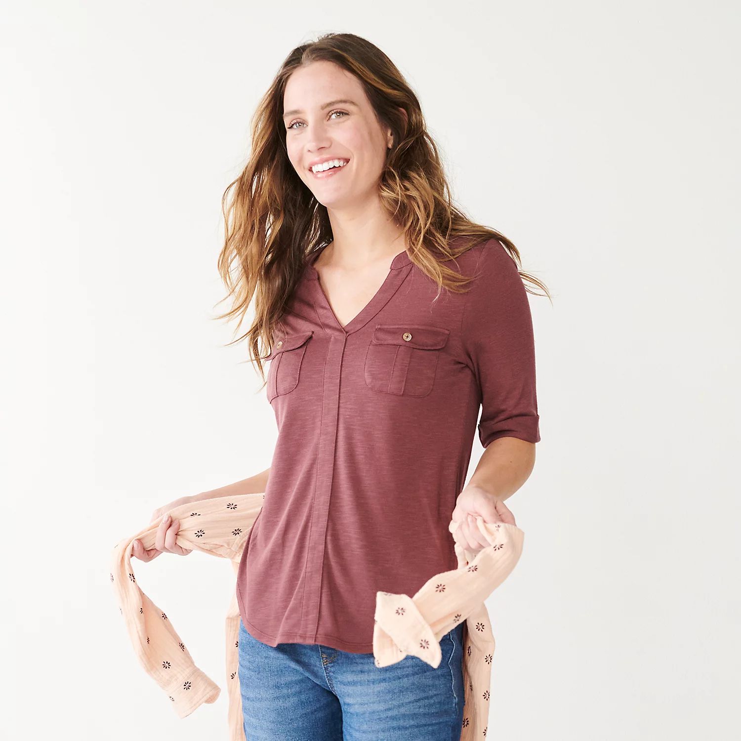 Women's Sonoma Goods For Life® Elbow Sleeve Utility Shirt | Kohl's