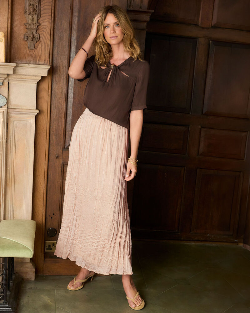 Crinkle Satin Maxi Skirt | Cotton Traders (UK)