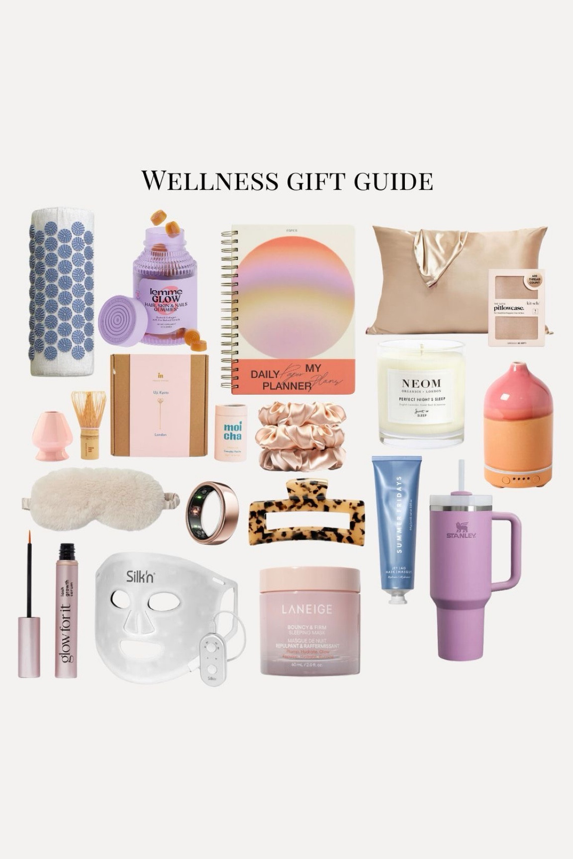 Wellness gift guide, perfect for starting off 2025 right 🥰

Stanley cup, diffuser, silk pillowcase, silk scrunchies, LED mask, journal, acupuncture mat, Lemme, claw clip, face mask, sleep candle

#LTKbeauty #LTKgiftguide #LTKuk