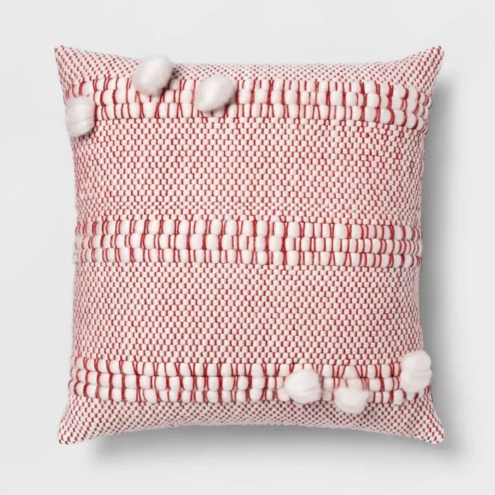 Textural Solid Square Throw Pillow Red - Opalhouse™ | Target