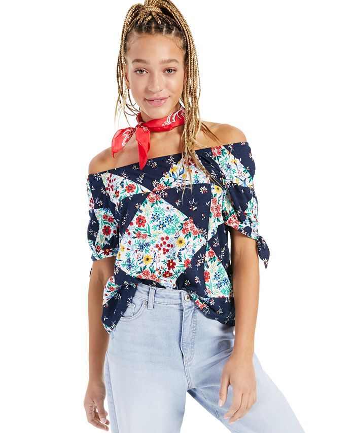 Patchwork Off-the-Shoulder Top, Created for Macy's | Macys (US)