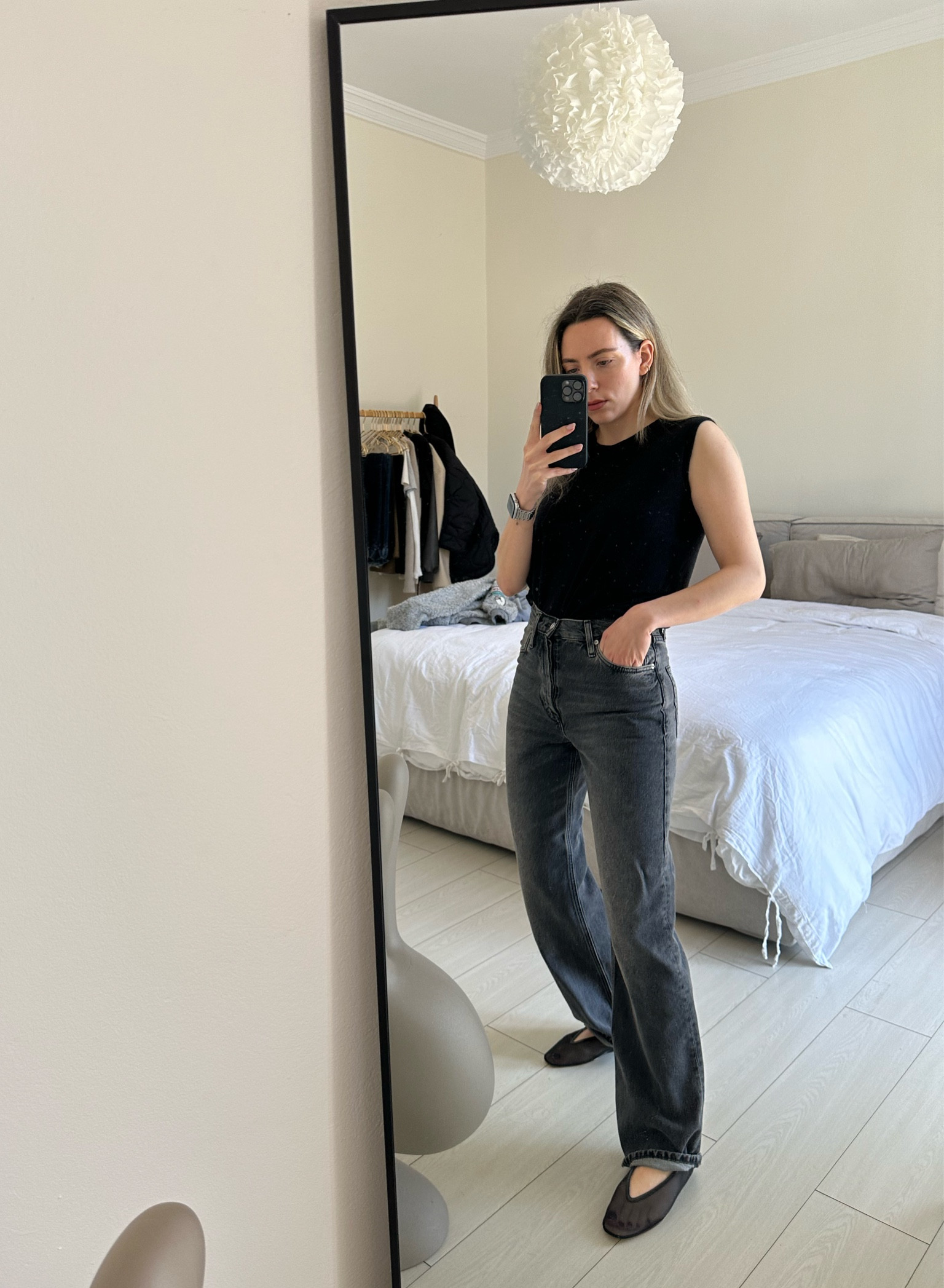 Perfect everyday Spring outfit 🌸

If you love minimal chic & easy outfits this is it.

Plus you can alter it however you like. 

-add a leather jacket or bomber
-add a colorful bag
-add bold earrings
-or add a knit if it’s chilly out

I’m wearing:

-An old All Saints t-shirt
-My newest obsession from Massimo Dutti. These straight leg jeans are a steal for the price. So high quality and fit like a glove. True to size I’m wearing a 36.
-My next obsession are these transparent ballerina flats from Le Monde Beryl. SO good! Try a whole size down as they come big. They are amazing as you can wear them in Summer too!#LTKfindsunder100 #LTKstyletip

#LTKSeasonal