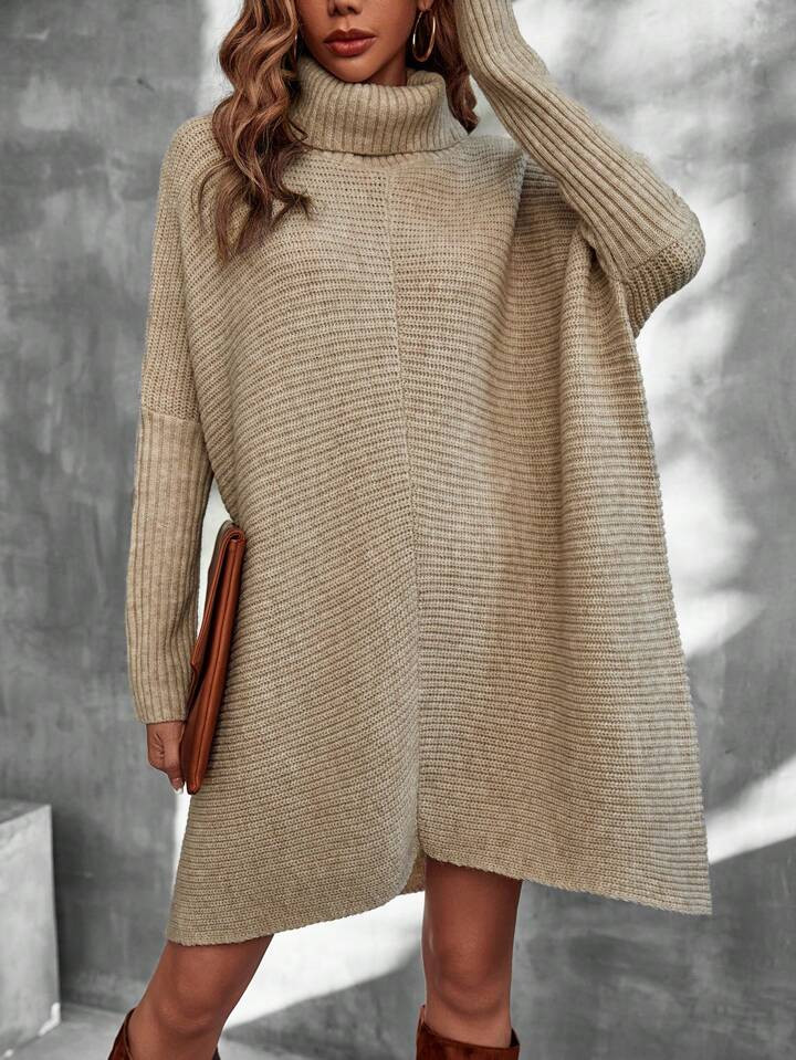 SHEIN Essnce Turtleneck Batwing Sleeve Sweater Dress | SHEIN