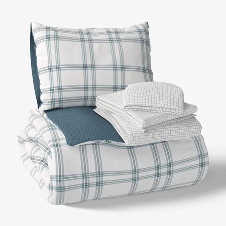 Mainstays Kids Plaid Reversible Comforter Set with Sheets, Twin, 5 Pieces | Walmart (US)