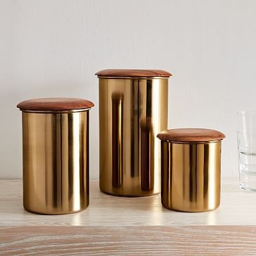 Reid Steel & Wood Top Kitchen Canisters | West Elm (US)