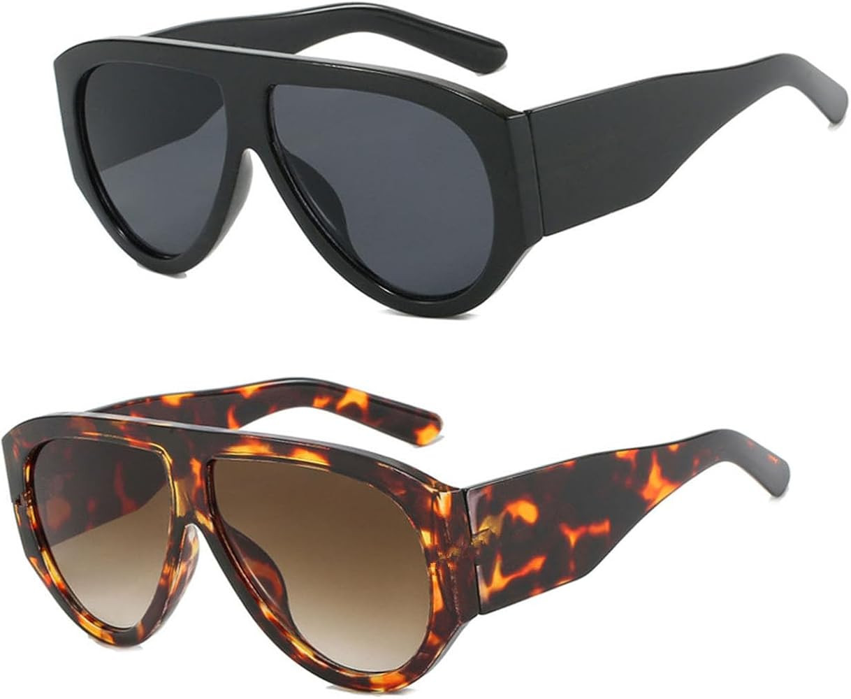 Retro Aviator Sunglasses for Women Men, Vintage Oversized 70s 80s Sunglasses | Amazon (US)