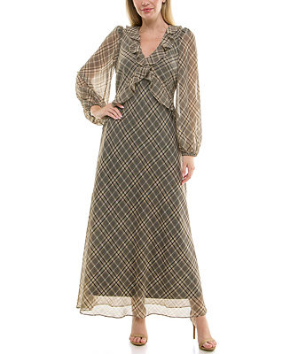 Taylor Women's Ruffled Chiffon Fit & Flare Dress - Macy's | Macy's