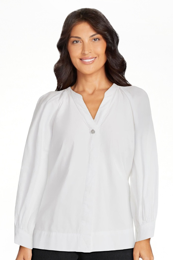 Free Assembly Women's and Women's Plus Cotton Pleat Neck Shirt with Long Sleeves, Sizes XS-4X | Walmart (US)