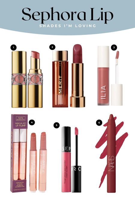 Sephora lip shades I’m loving! On sale now through 11/6 with code TIMETOSAVE
💗 YSL- nude sheer
💗 Merit- fashion & millennial
💗 Ilia- petals & linger 
💗 Sephora- rosewood
💗 Nars- cruella 

#LTKHolidaySale #LTKsalealert #LTKbeauty