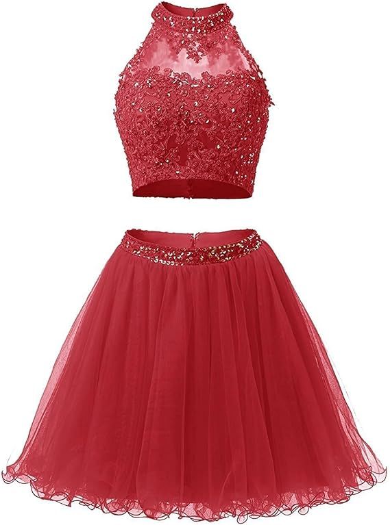 EverLove Short Applique Prom Gowns Beaded Two Pieces Homecoming Dresses EL0044 | Amazon (US)
