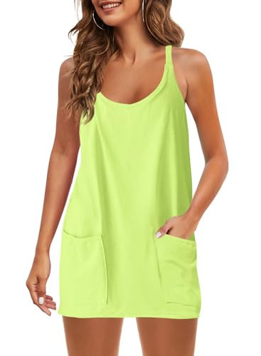 Panadila Athletic Dress for Women Casual Romper Dress Summer Dresses 2025 Sundress Athleisure Outfits Workout Tennis Dress (Lime Green,XS) | Amazon (US)