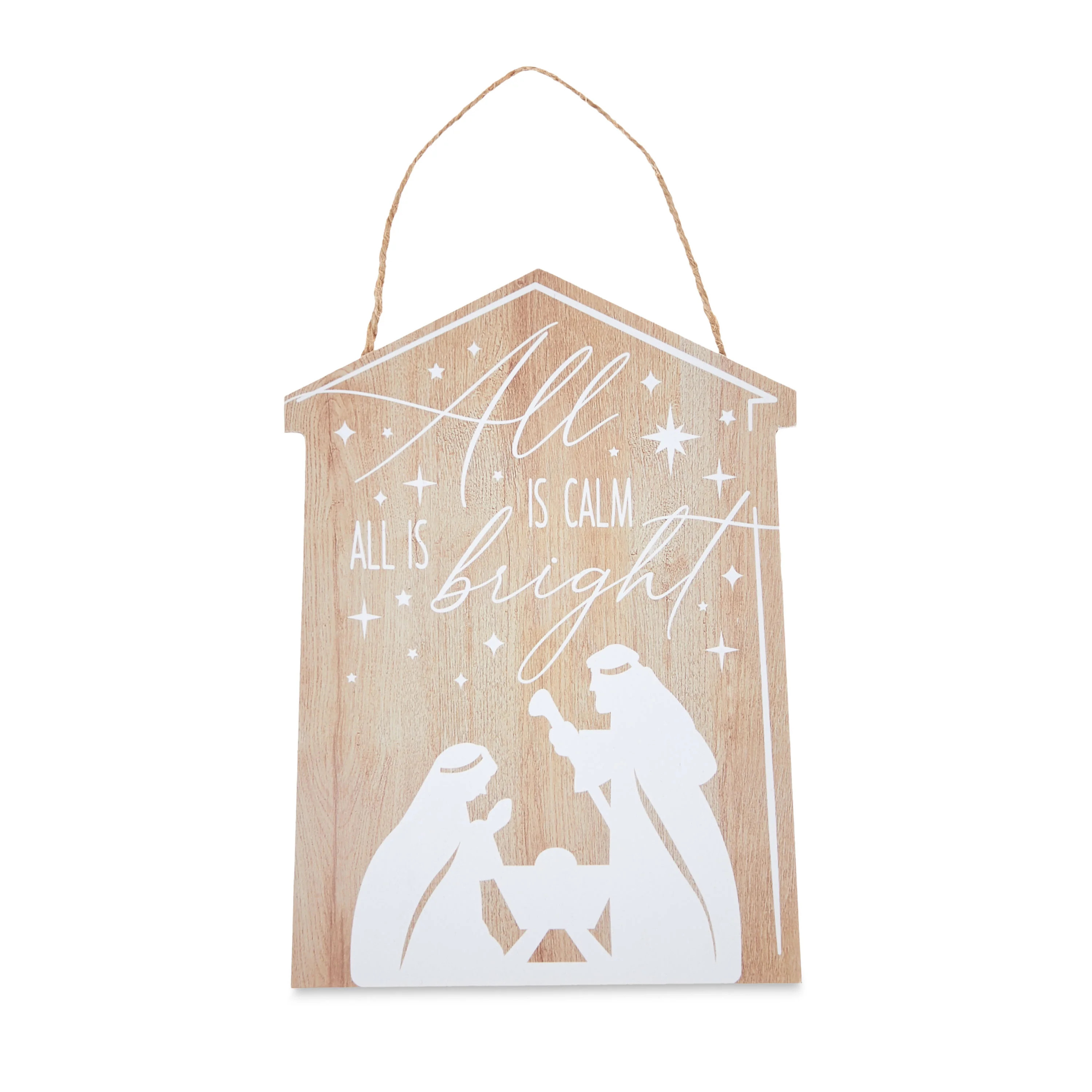 Brown All Is Calm, Nativity Scene Hanging Sign Decoration, by Holiday Time - Walmart.com | Walmart (US)