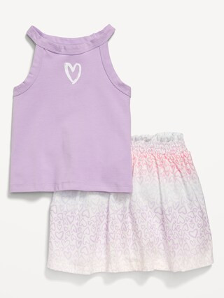 Fitted Halter Graphic Tank and Skort Set for Toddler Girls | Old Navy (US)