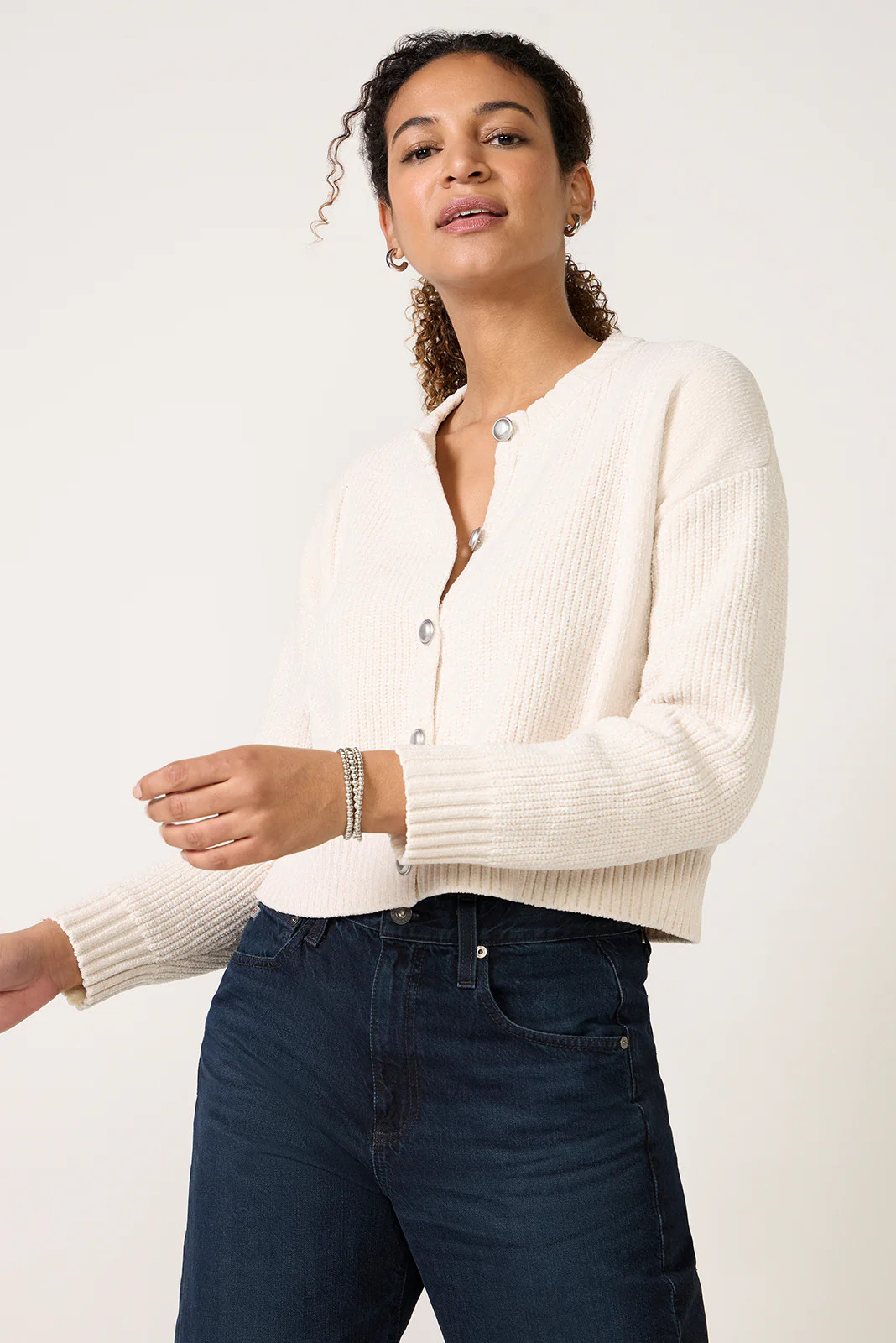 Tori Chenille Crew Cardigan | Evereve