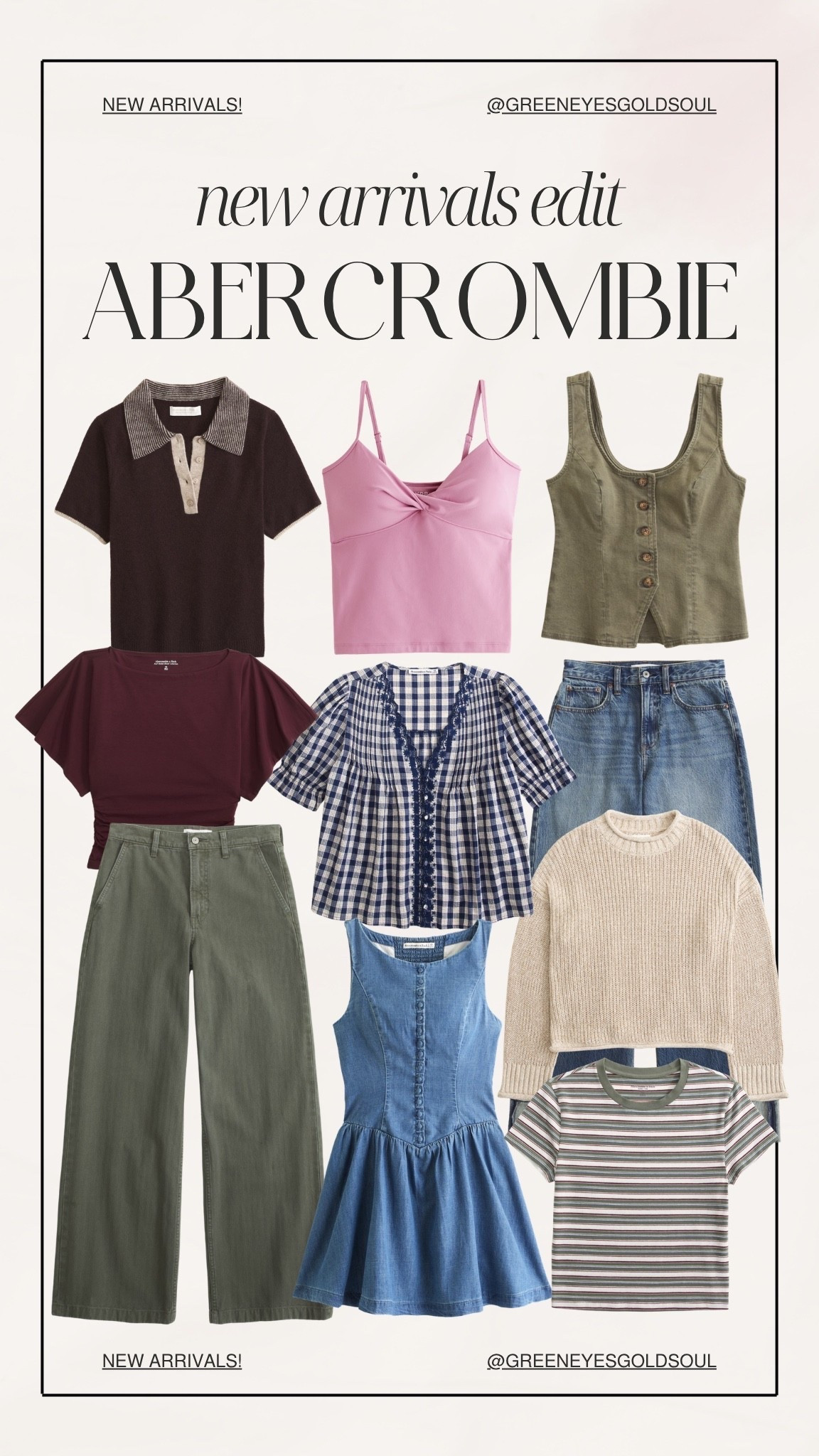 Abercrombie new arrivals for now and early fall 🍂 Think rich chocolate brown, olive green, soft pink, denim, gingham, and easy layers you can wear throughout the season. These tops, dresses, pants, and sweaters are perfect for building casual outfits with a polished feel.

Abercrombie new arrivals, Abercrombie fall fashion, early fall outfits, transitional outfits, women’s casual fashion, fall outfit ideas, Abercrombie tops, wide leg pants, denim mini dress, gingham blouse, cropped sweater, olive green pants, chocolate brown top, casual capsule wardrobe, back to school outfits, weekend outfit ideas, affordable fall fashion, women’s wardrobe essentials

#Abercrombie #AbercrombieStyle #AbercrombieFinds #NewArrivals #FallFashion #EarlyFallStyle #TransitionalStyle #CasualStyle #CapsuleWardrobe #OutfitInspiration #StyleInspo #DenimStyle #WardrobeEssentials #WeekendStyle #NeutralStyle

#LTKootd #LTKgrwm #LTKSeasonal