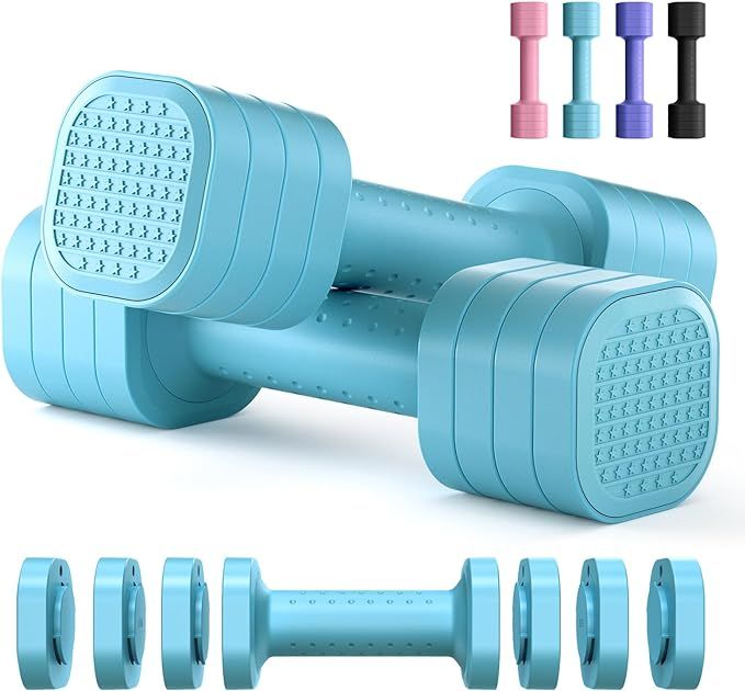 Adjustable Dumbbell Set of 2, 4 in 1 Free Weights Dumbbells Set for Women, 5lb Dumbbells Set of 2... | Amazon (US)
