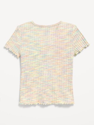 Short-Sleeve Rib-Knit Lettuce-Edge Top for Girls | Old Navy (US)