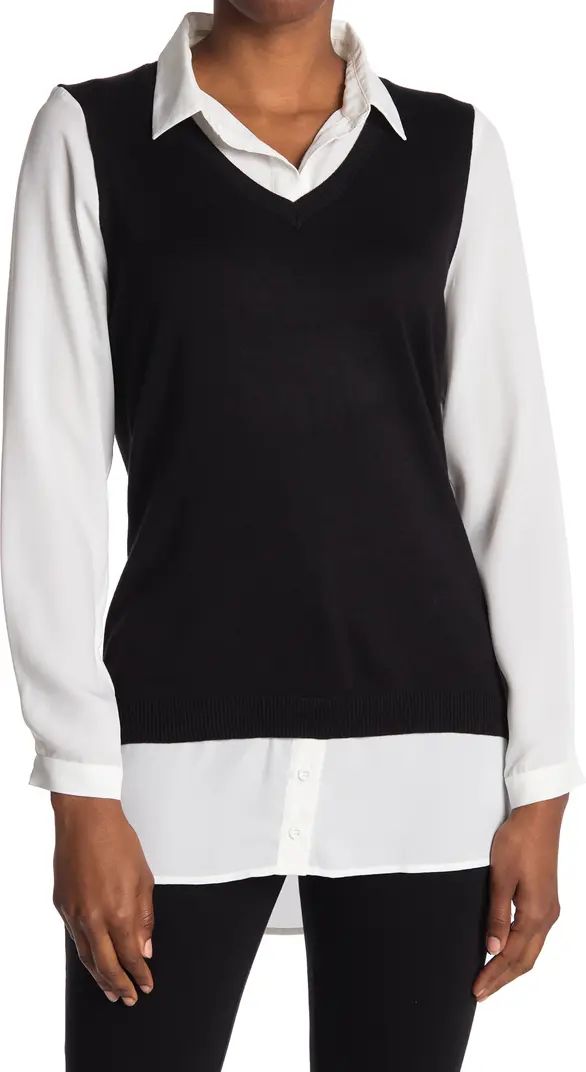 Button Front Sweater Vest Shirt | Nordstrom Rack