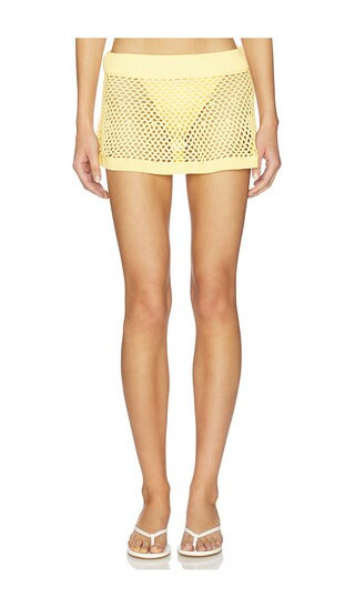 Frankies Bikinis Adaline Crochet Mini Skirt in Yellow. - size XXS | Revolve Clothing (Global)