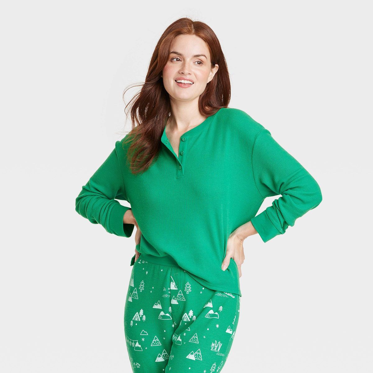 Women's Matching Family Thermal Pajama Top - Wondershop™ Green | Target