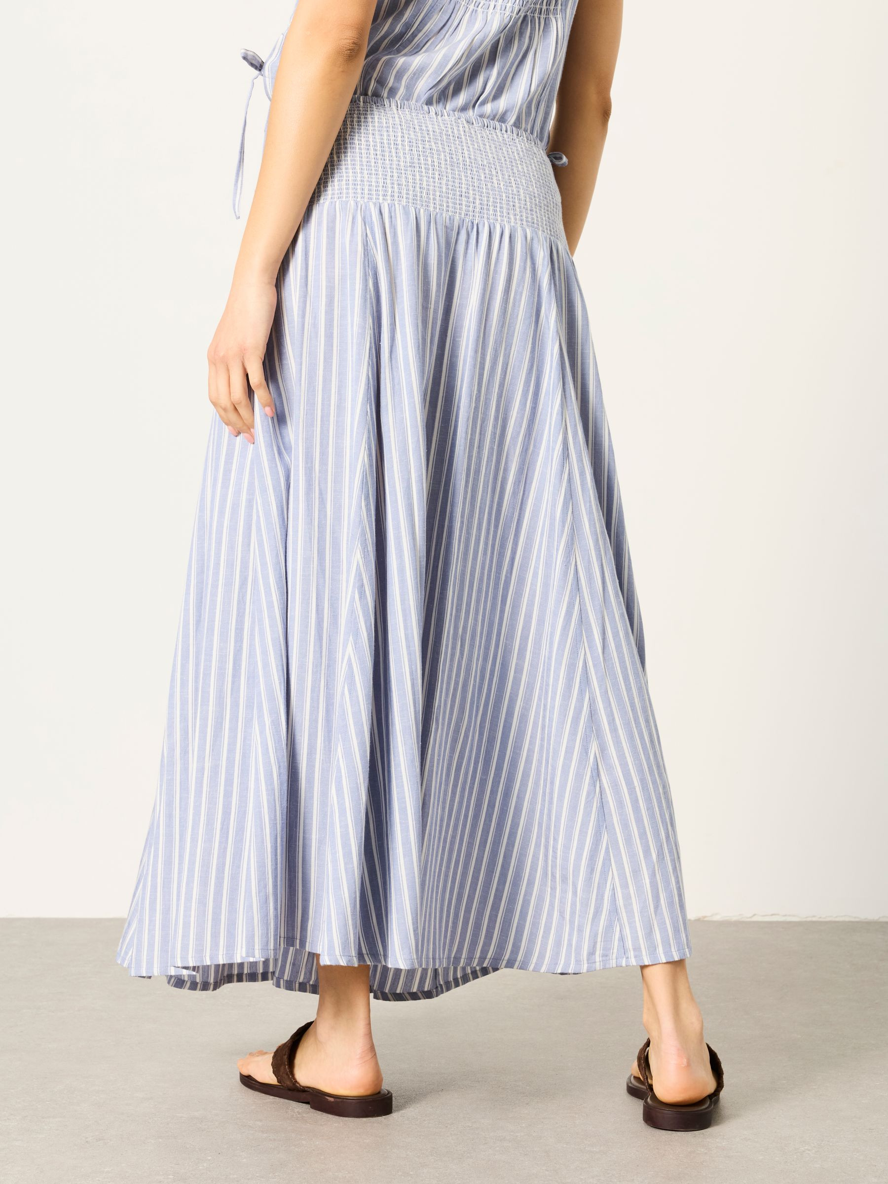 Hetty Blue Stripe Midi Skirt | Fat Face