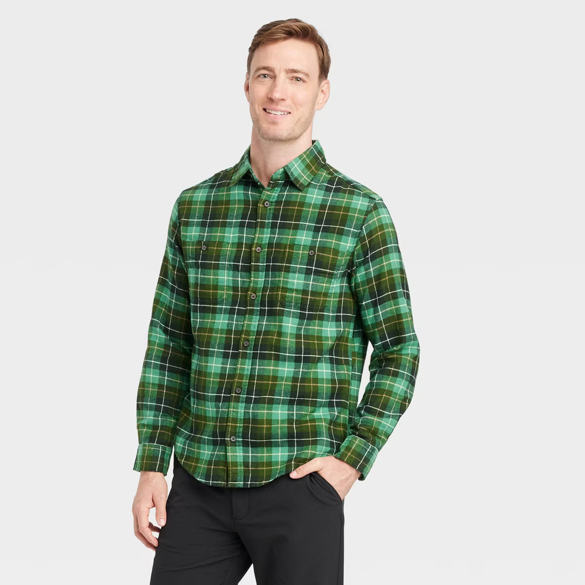 Men's Mid-Weight Flannel Long Sleeve Button-Down Shirt - Goodfellow & Co™ | Target