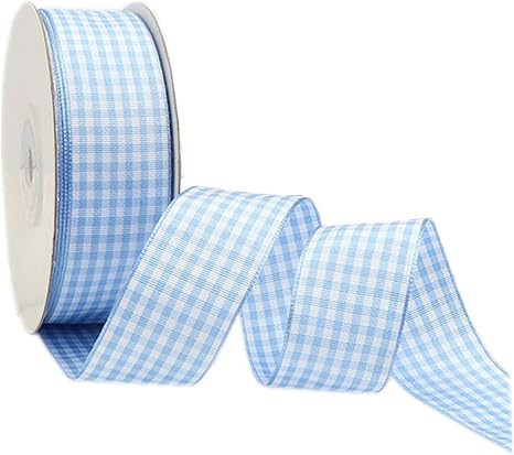 VIVIQUEN Blue Gingham Ribbon Checkered Ribbon 1-Inch 25 Yard Each Roll 100% Polyester Woven Edge ... | Amazon (US)