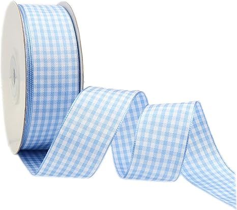 VIVIQUEN Blue Gingham Ribbon Checkered Ribbon 1-Inch 25 Yard Each Roll 100% Polyester Woven Edge ... | Amazon (US)