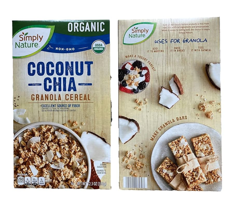 Simply Nature Coconut Chia Granola Cereal, Organic, 12.3 oz-set of 2 | Amazon (US)