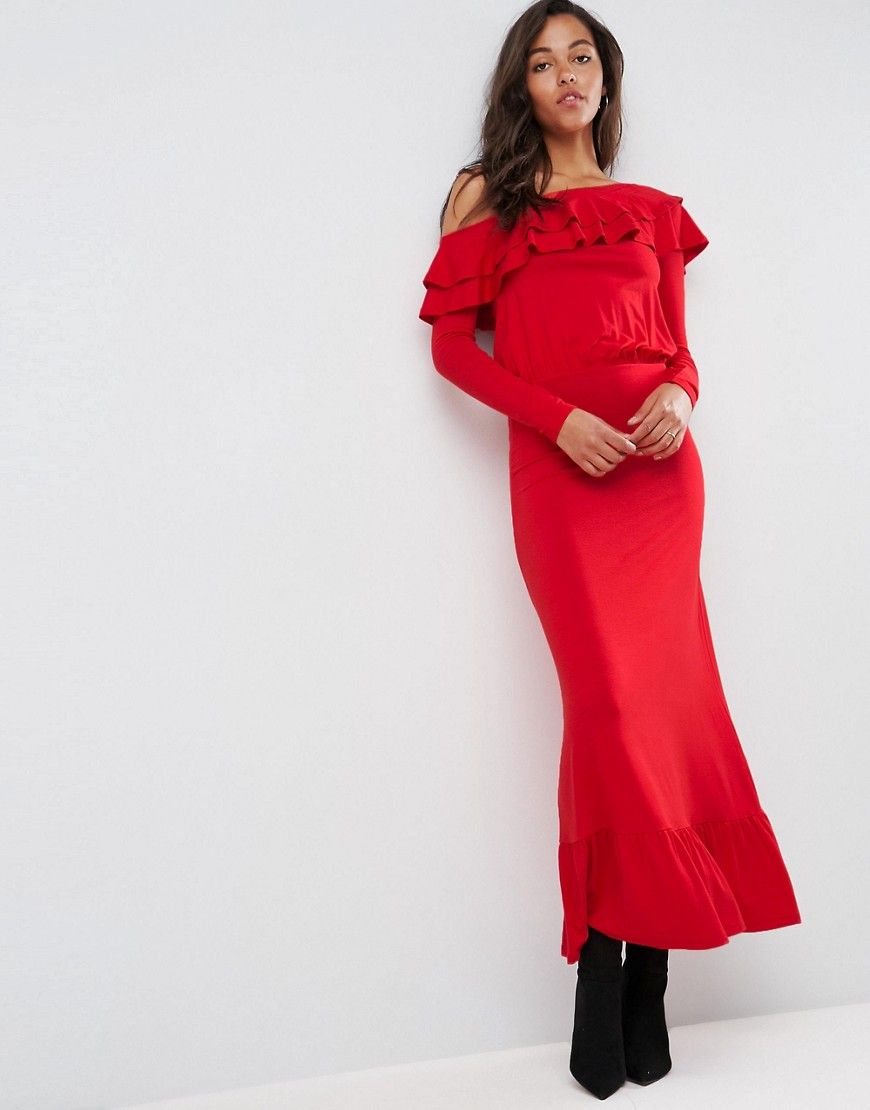 ASOS Salsa One Shoulder Maxi Dress - Red | ASOS US