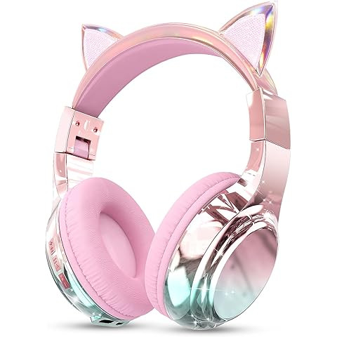 iClever Cat Ear Kids Bluetooth Headphones, LED Lights Up, 74/85dBA Safe Volume Limited, 50H Playt... | Amazon (US)