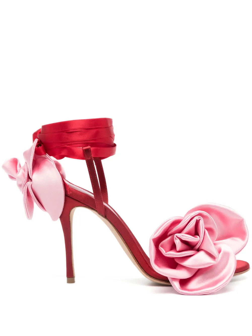 Magda Butrym 90mm faux-flower Satin Sandals - Farfetch | Farfetch Global