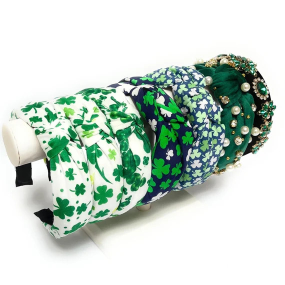 St Patrick's Day Headbands for Women and Girls, Green Headbands, Four Leaf Clover Headband, Green... | Etsy (US)