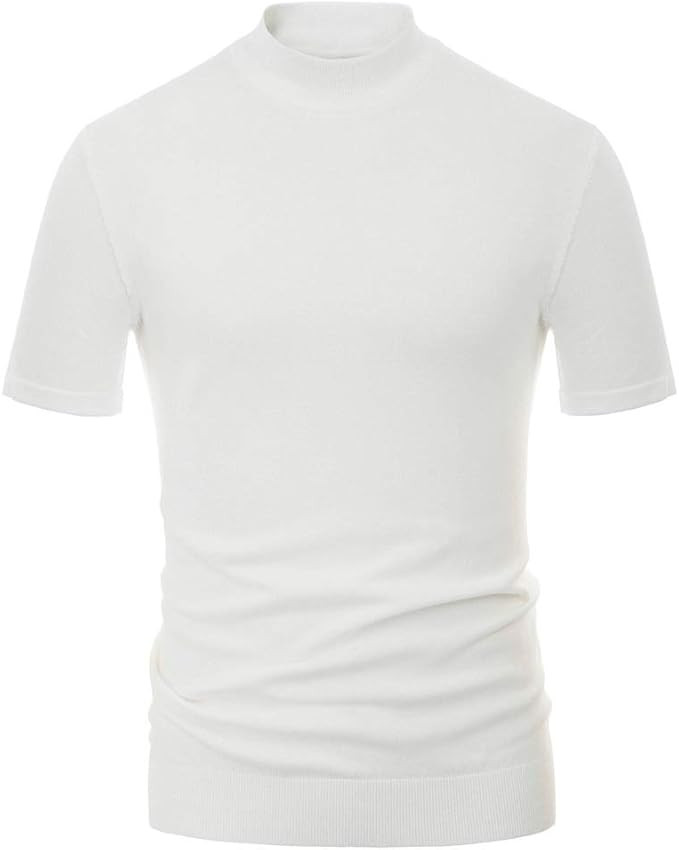 PJ PAUL JONES Mens Mock Turtleneck Knit Pullover Sweater Short Sleeve Solid Knitwear Sweaters | Amazon (US)