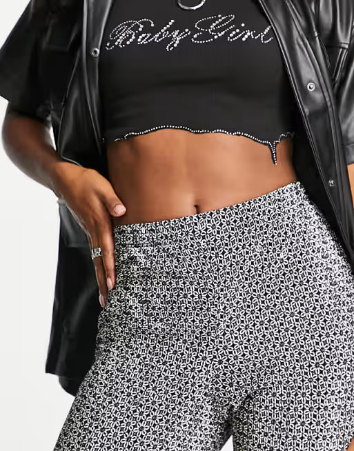 Topshop plisse flared pant in geometric floral print | ASOS (Global)