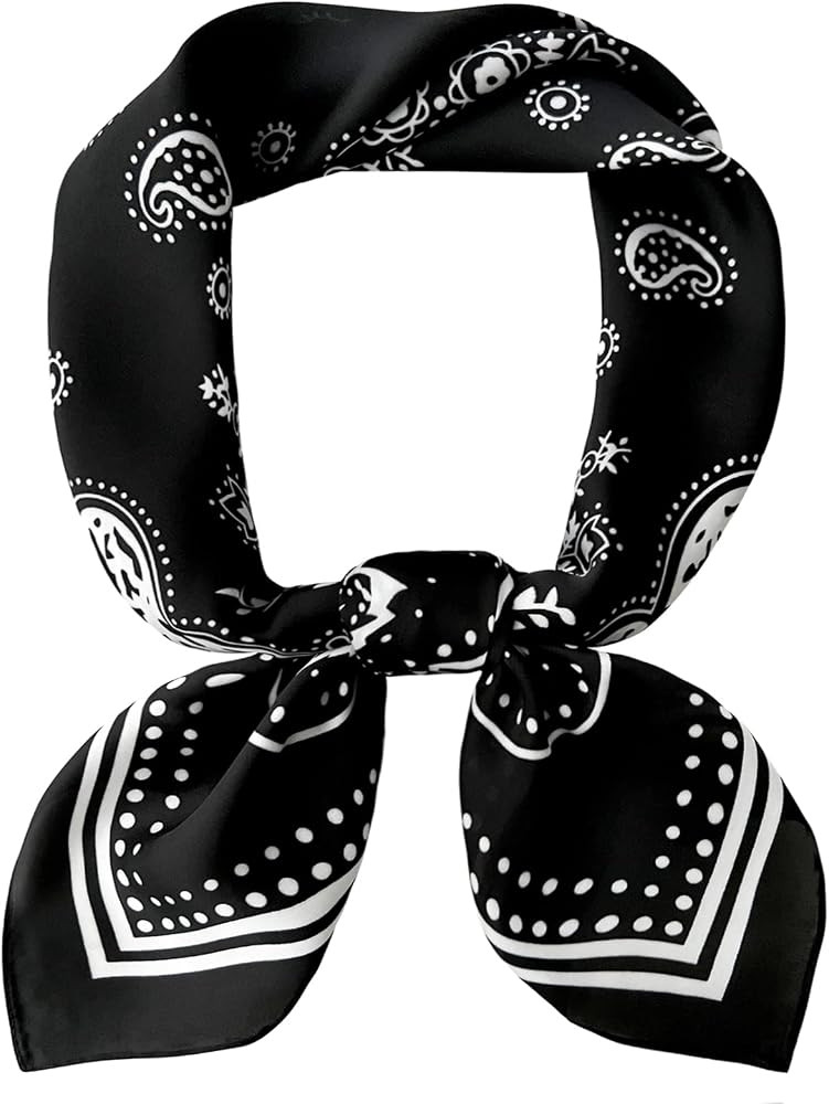 Mokoomiss Silk Feeling Scarf Medium Square Satin Head Scarf for Women 27.5 × 27.5 inches | Amazon (US)